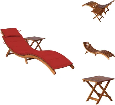 Produktbild von vidaXL Sonnenliege mit Tisch und Auflage Massivholz Akazie - Sonnenliegen