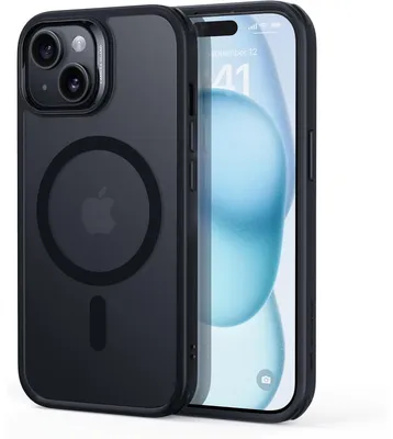 Produktbild von Schutzhülle für iPhone 15, MagSafe kompatibel, Militärstandard, kratzfest, mattschwarz