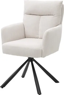 Produktbild von Drehbarer Esszimmerstuhl Cord hellbeige mit Armlehnen