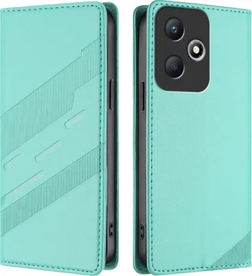 Produktbild von Hülle für Infinix Hot 30 Play NFC, Kunstleder Brieftaschen Handyhülle mit Kartenfach und Standfunktion Türkis