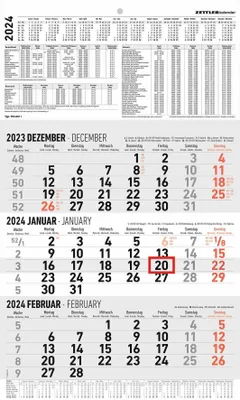 Produktbild von 3-Monatskalender groß 2024 30x48,8