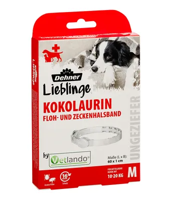 Produktbild von Dehner Lieblinge Kokolaurin Floh- und Zeckenhalsband, für mittelgroße Hunde, Länge 60 cm, transparent