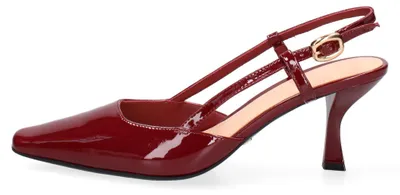 Image de Escarpin à talons avec lanière à l'arrière, en cuir véritable, noir. Élégant et polyvalent
