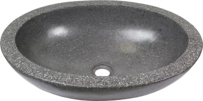 Produktbild von Terrazzo Waschbecken Handwaschbecken Steinbecken Gäste Bad ca 60 x 46 cm Stein Oval Dunkelgrau