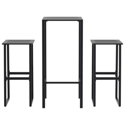 Produktbild von 3-tlg. Gartenbar-Set Schwarz Pulverbeschichteter Stahl