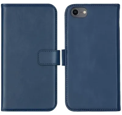 Imagen del producto de Funda de Cuero Auténtico tipo Libro para Apple iPhone SE (2022 / 2020) / 8 / 7 / 6(s) - Azul