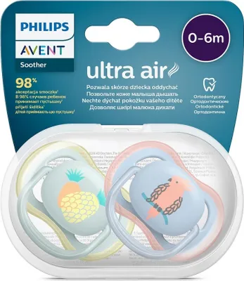 Produktbild von Philips AVENT ultra air SCF085/12 Schnuller, Klassischer Babyschnuller, Kieferorthopädisch, Silikon, Junge/Mädchen, Spülmaschinenbeständig