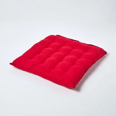 Produktbild von HOMESCAPES Stuhlkissen 40x40 cm rot – Sitzkissen Outdoor/Indoor mit Baumwollbezug, Sitzpolster waschbar