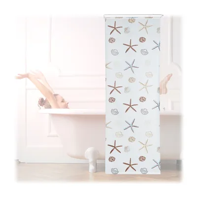 Produktbild von Relaxdays Duschrollo Ocean, wasserabweisend, Muschel Badrollo Wanne u. Dusche, Deckenmontage, 80x240cm, semitransparent