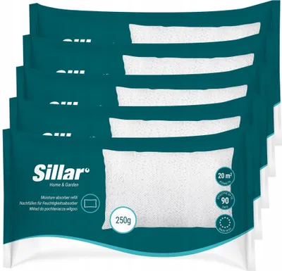 Immagine prodotto di Sillar deumidificatore sacchetto di ricarica 5 pezzi, granulato in sacchetto di pile 250g sacchetto di ricarica, deumidificatore per ambienti, confezioni di ricarica