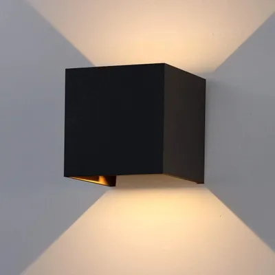LED-Außenwandleuchte 12W, IP65, warmweiß 3000K, schwarz, Aluminium