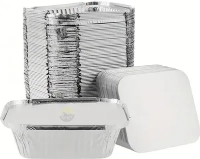 Produktbild von KURTT - 100 Stück Aluschalen mit Deckel 450L - Menüschale - Grillschalen - Alu Form für Lebensmittel - aluminiumschalen
