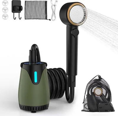 Produktbild von Tragbare Campingdusche, wasserdicht nach IPX8 – leicht und kompakt für den Einsatz im Freien, im Garten, beim Camping, auf Reisen oder bei Veranstaltungen – einfach zu transportieren