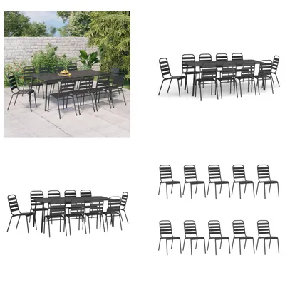 Immagine prodotto di vidaXL Set da pranzo da giardino 11 pezzi in acciaio antracite - Set da pranzo da giardino - Set di sedute da giardino - Set da pranzo da giardino - Set di sedute da giardino