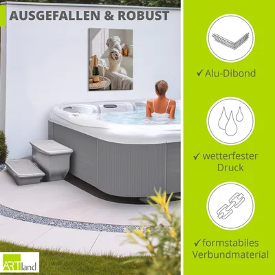 Produktbild von ARTland Wandbild Alu für Innen & Outdoor Lama in der Badewanne Größe: 30x40 cm