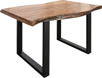 Image de MASSIVMOEBEL24 | Table à manger 140x90 Acacia laqué Bois naturel / Anthracite mat FREEFORM 5