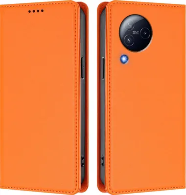 Produktbild von Handyhülle für Xiaomi Civi 3, Kunstleder Klapphülle Stoßfeste Magnetische Hülle mit Ständer Orange