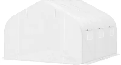 Zdjęcie produktu dla Szklarnia Foliowa 3,5X3X3M Ochrona Uv Domek Na Pomidory, Okno Z Siatki, Wiatroszczelna, Do Ogrodu I Balkonu, Metal, Biała