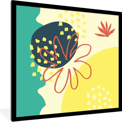 Produktbild von MuchoWow® Gerahmtes Poster Sommer - Blume - Abstrakt 40x40 cm - Poster mit Schwarzem Bilderrahmen Wandposter Rahmen Foto Bilder - Mit Rahmen - Wanddekoration Schlafzimmer