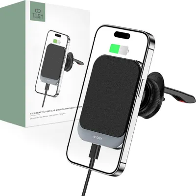 Obrázek produktu pro Tech-Protect Mm15W-V2 Magnetická Magsafe Vent Automatická Bezdrátová Nabíječka 15W Černá