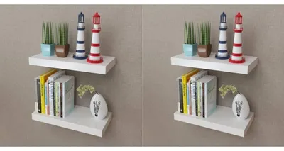 Productafbeelding van Set van 4 Wandplanken Wit met Onzichtbare Montage