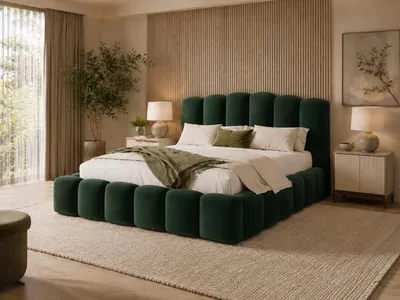 Produktbild von Emlar Polsterbett Velaro MAX 120x200 cm - Bett mit Bettkasten & Lattenrost - Velvet-Stoff - Doppelbett mit Stauraum Grün (Magic Velvet 2292)