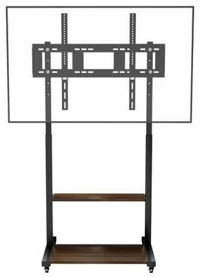 Productafbeelding van Mobiele TV-wagen met wielen - U-Z1813-86 - Geschikt voor televisies van 254 cm - Hoogte verstelbaar van 160 tot 195 cm - VESA-standaard 600x400 - Draagvermogen tot 100 kg - 2 plateaus - Zwart