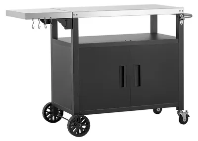 Produktbild von Outdoor Grill Cart with Storage Cabinet, 124 cm Grill Table, Waterproof Kitchen Island with Stainless Steel Top, Shelf, and Wheels, Movable Food Prep Station for Patio Bar Backyard BBQ