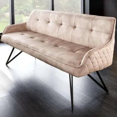 Produktbild von Elegante Sitzbank HORA ca.160cm Samt sand Retrostil Armlehnen