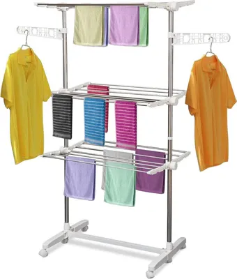 Produktbild von Mobiler Wäscheständer Wäschetrockner 3 Ebenen Klappbar Rolle 80-142 X 55 X 152 Cm