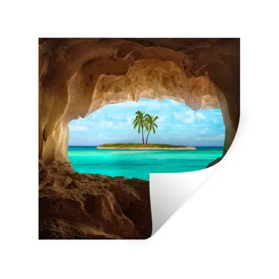 Produktbild von MuchoWow® Wandtattoo Wandsticker Wandaufkleber Tropisch - Wasser - Palme 120x90 cm Selbstklebend und Repositionierbar - Aufkleber