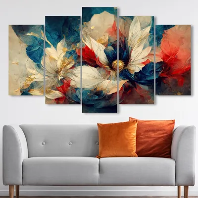 Image de Wallity, 5MDF4598_60100 (100 x 60), tableau décoratif en MDF (5 pièces), multicolore, 100 % MDF, 100 x 60 cm