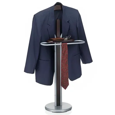 Produktbild von Herrendiener Stummer Damen Diener Kleiderbutler Kleiderständer FABIO mit Kleiderbügel, Hosenbügel, kleine Ablage in braun/alufarben