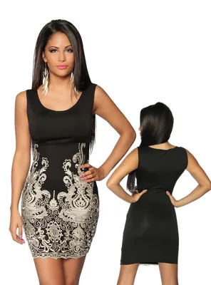 Produktbild von Etuikleid mit Spitze 12958 Minikleid Abendkleid Clubkleid Cocktailkleid Partykleid in schwarz, Gr. XL=38