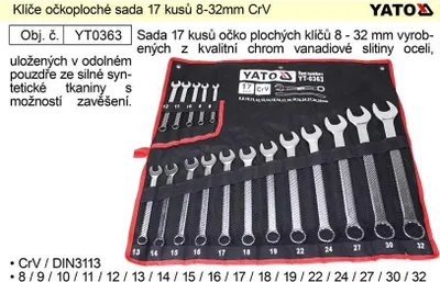 Image de Jeu de clés de 17 pièces 8-32mm CrV Yato