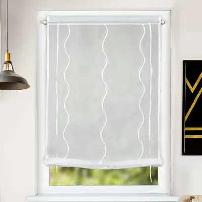 Produktbild von Bändchenrollo „Lena" - Raffgardine von Albani: 130x60cm / Weiß Größe (HxB): 130x60cm Farbe: Weiß