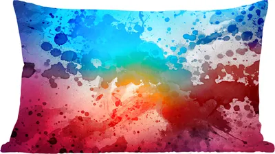 Produktbild von MuchoWow® Zierkissen Sofakissen Wohnzimmer Dekokissen 50x30 cm Aquarell - Blau - Rot - Orange - Wohnzimmerdekoration - Polster mit Photo