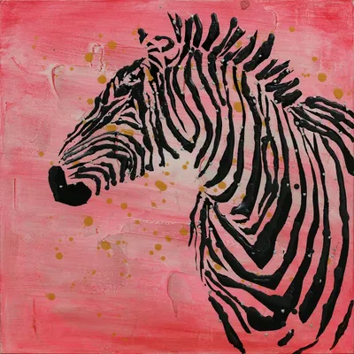 Produktbild von Handgemaltes Acrylbild auf Leinwand Zebra Pop-Art 70x70 cm