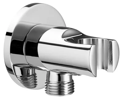 Image de ROCA Coude mural 1/2" et support douchette d'arrivée d'eau pour raccordement flexible de douche, Chromé