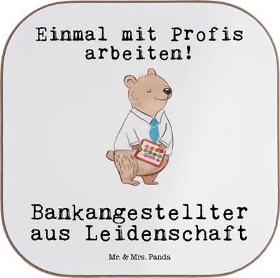 Produktbild von Mr. & Mrs. Panda Tassen Untersetzer Bankangestellter Leidenschaft - Weiß - Geschenk, Tischuntersetzer, Coaster, Spruch, für Gläser, Beruf, gläseruntersetzer, Witzig