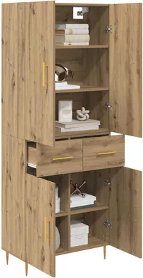 Image de vidaXL Highboard Chêne Artisan 69,5 x 34 x 180 cm Matériau dérivé du bois