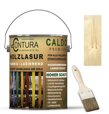 Produktbild von Contura Holzlasur Langzeitschutz Lasur + Pinsel Holz Außen Dauerschutzlasur Holzfarbe - 2,5Liter + Pinsel / Farblos - K6890