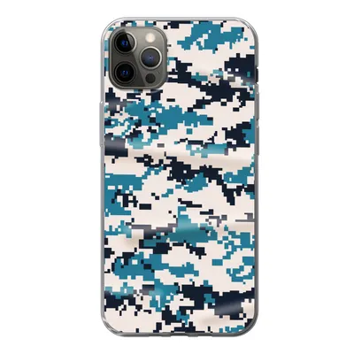 Produktbild von MuchoWow® Handyhülle Schutzhülle Hülle für iPhone 12 Pro Max Blaues und weißes Camouflage-Muster Silikon Softcase Handy Hülle - Hartschale