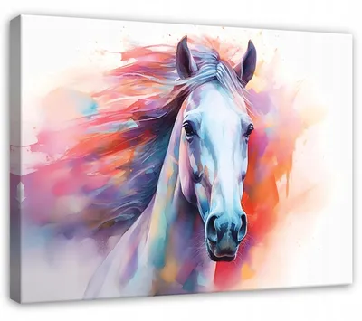 Produktbild von Leinwandbild Kinder Pferd Tiere - 100x70 cm - Wandbilder Kinderzimmer - Leinwand Leinwandbild Bunt - PP14693O1