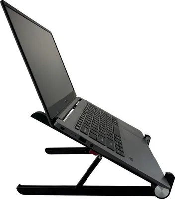 Zdjęcie produktu dla Unyqoos® Regulowany, składany stojak na laptop – ergonomiczny uchwyt na laptopa i tablet, regulacja wysokości, waga 260 g, wytrzymały plastik, antypoślizgowe podkładki gumowe, do 43,9 cm