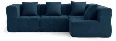 Immagine prodotto di MILYSOFA SOFABULOUS: divano angolare modulare a 4 posti, in raffinato tessuto a riccioli, blu scuro