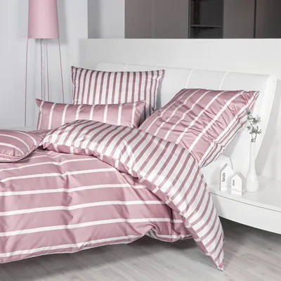 Produktbild von Janine Interlock Jersey Bettwäsche Classic Streifen Kissenbezug einzeln 40x80 cm kreiderose