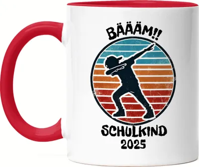 Produktbild von Bääm! Schulkind 2025 Tasse Rot Einschulung Geschenk Schulanfang Schule