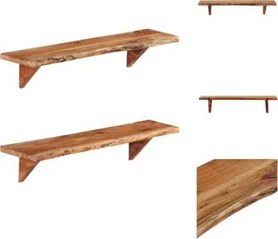 Image de vidaXL Étagères murales 2 pcs. 90 x 20 x 18 cm bois massif acacia - Étagères murales