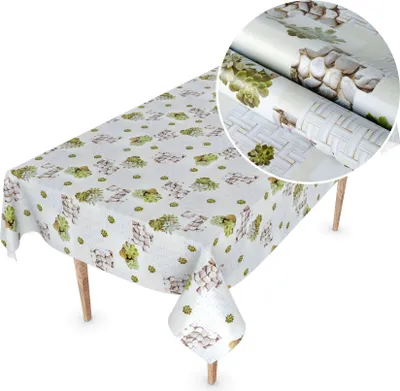 Produktbild von Tischdecke Wachstuch MIMOSA Blumen Weiß Robust Wasserabweisend Breite 140 cm Länge 220 cm
